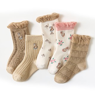 【STAR BABY】舒適學生童襪5入套組-卡其彼得兔