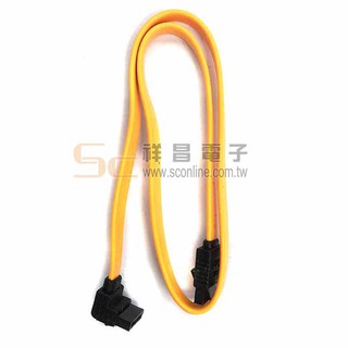【祥昌電子】SATA硬碟線 鐵殼線 直插 90度 L型 SATA線/SATA排線/硬碟線 50cm PW-38