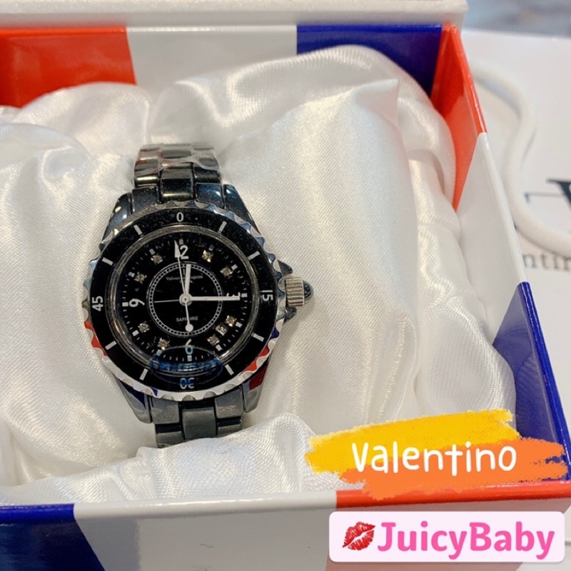 💋Juicybaby✨范倫鐵諾 Valentino Coupeau 黑色陶瓷精品錶女錶 公司貨 保固一年 快速出貨