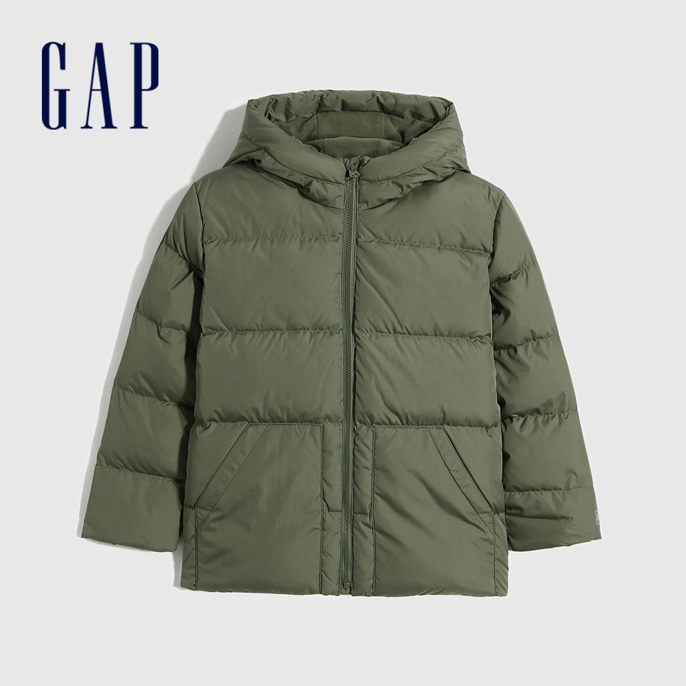 Gap 男童裝 活力亮色連帽羽絨外套-綠色(592743)