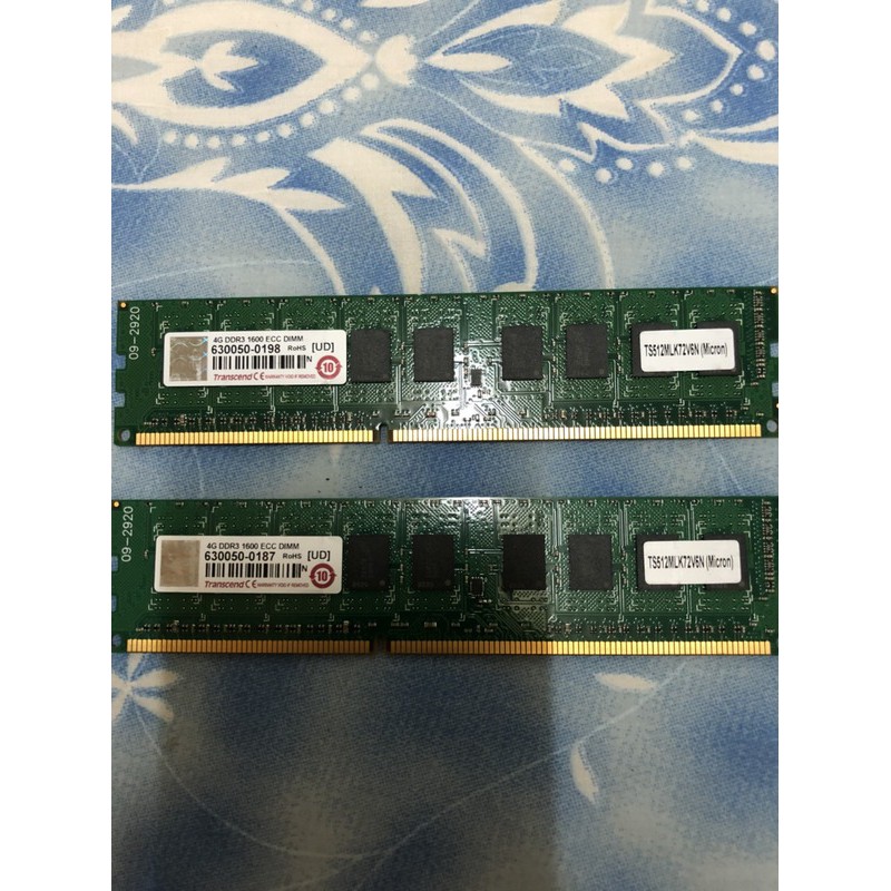 創見 DDR3 1600 4GB 4G ECC 一般桌機可用/雙面/美光顆粒 TS512MLK72V6N 一支600
