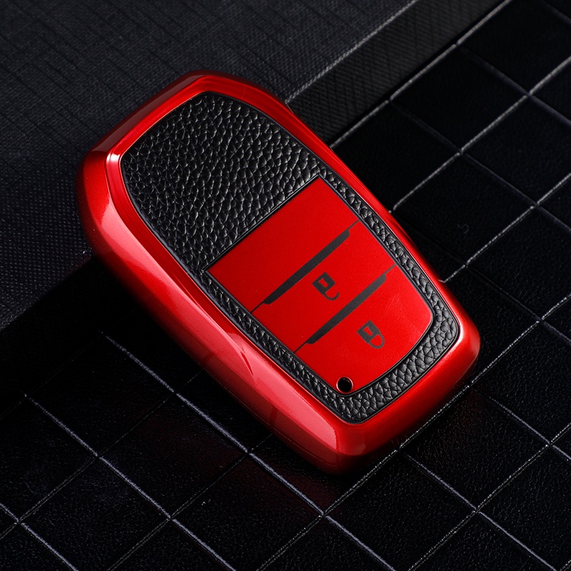 CAMRY Tpu 皮革汽車鑰匙套適用於豐田凱美瑞卡羅拉 C-HR CHR Prado 2018 汽車鑰匙殼鑰匙扣配件