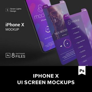 Phone X Mockup Set 手機UI界面設計分層展示PSD樣機.M2020040602