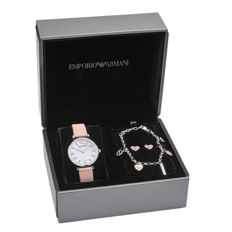 🇺🇸美國代購全新正品⌚️亞曼尼 EMPORIO ARMANI 呢喃左岸時尚套錶組 手錶手鍊耳環 三件組 AR8039