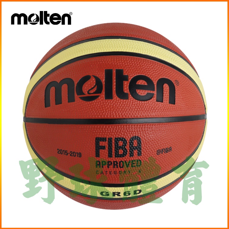MOLTEN 橡膠籃球 FIBA認證 12貼片 室外籃球 女籃 6號球 棕 BGR6D-YBW
