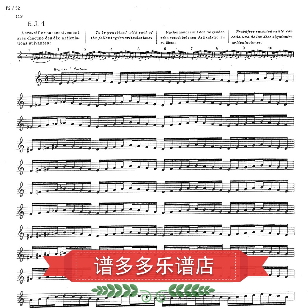 (虛擬文件,發下載鏈接)塔法耐爾 長笛每日練習（長笛練習課17首）長笛基礎練習