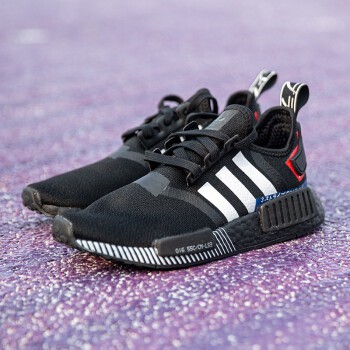 【R-MAN】 ADIDAS NMD R1 全黑 條紋 藍紅 日文 EF1734