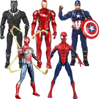 《小鹿百貨》Marvel漫威 復仇者聯盟 18公分可動公仔模型 可動玩具 關節可動 附展示架 蜘蛛人鋼鐵人美國隊長黑豹