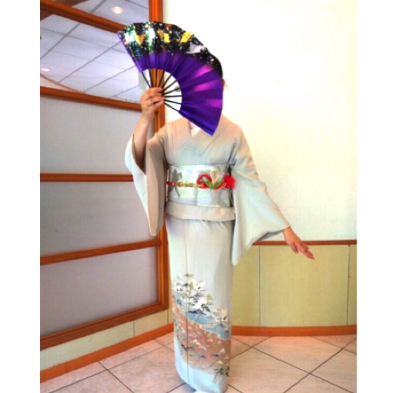 日本和服 名家作品高雅色留袖 禮服 特價品燙金灰色系白鶴 蝦皮購物