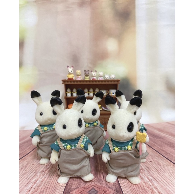 《森入其境》森林家族 蔬果馬車 黑眼圈兔 黑眼頭絕版黑輪兔店員 黑眼兔 咖啡廳 超市店員