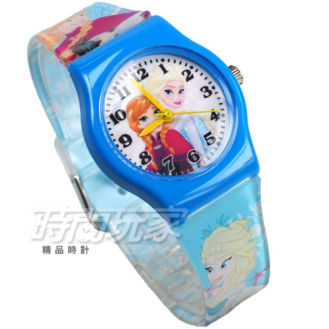 Disney 迪士尼 D冰雪小B3 時尚卡通手錶 冰雪奇緣 艾莎公主 安娜 手錶 數字女錶 粉藍色 【時間玩家】