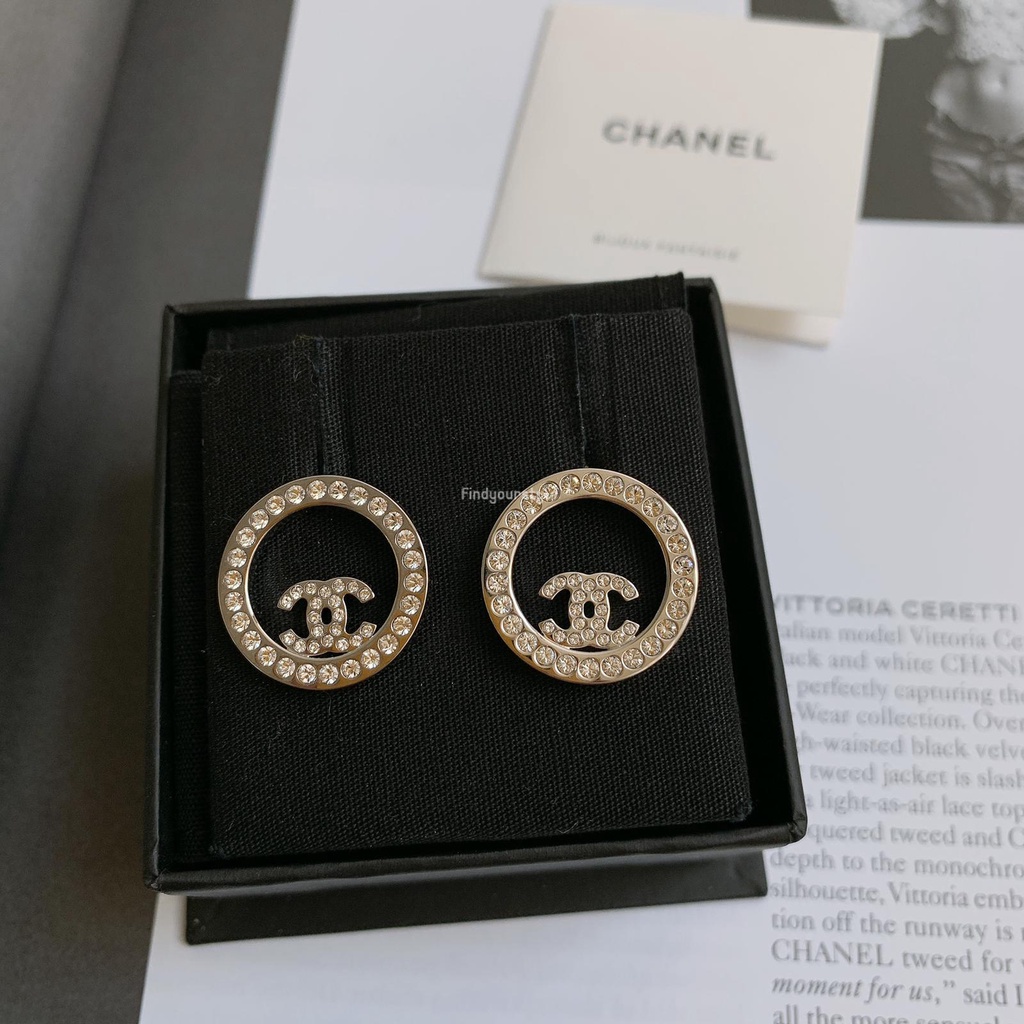 Findyourstyle 正品代購 Chanel 圓形內雙CC鑽耳環