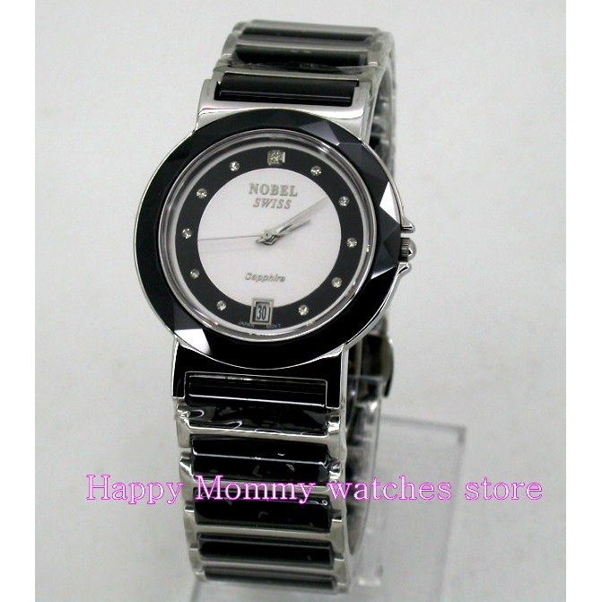 【幸福媽咪】網路購物、門市服務 NOBEL 諾貝爾錶 公司貨 藍寶石 陶瓷指針石英女錶-黑 103M