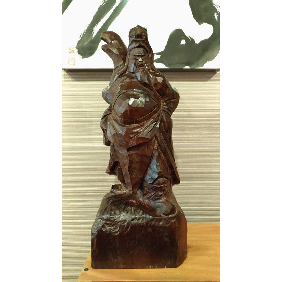 【啟秀齋】蕭一 1998年木雕創作 武聖關公 關羽