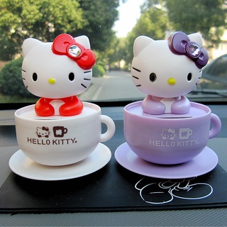 可愛的 Hello Kitty 搖頭太陽能汽車裝飾品書桌娃娃