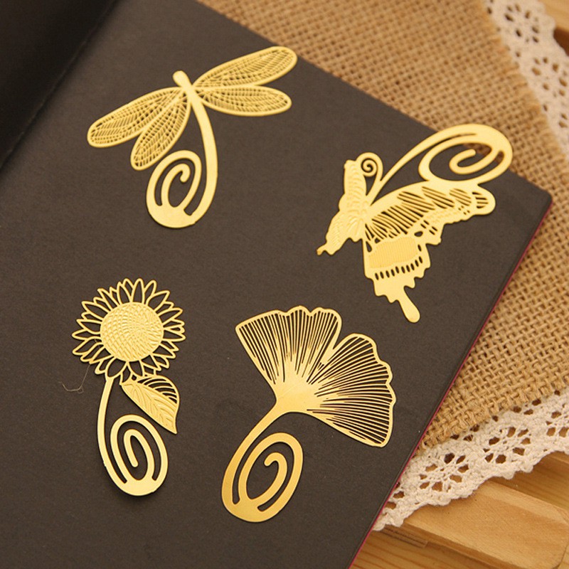 精緻迷你金屬書簽中國風創意簡約古典款蜻蜓孔雀羽毛銀杏橄欖枝麥穗造型
