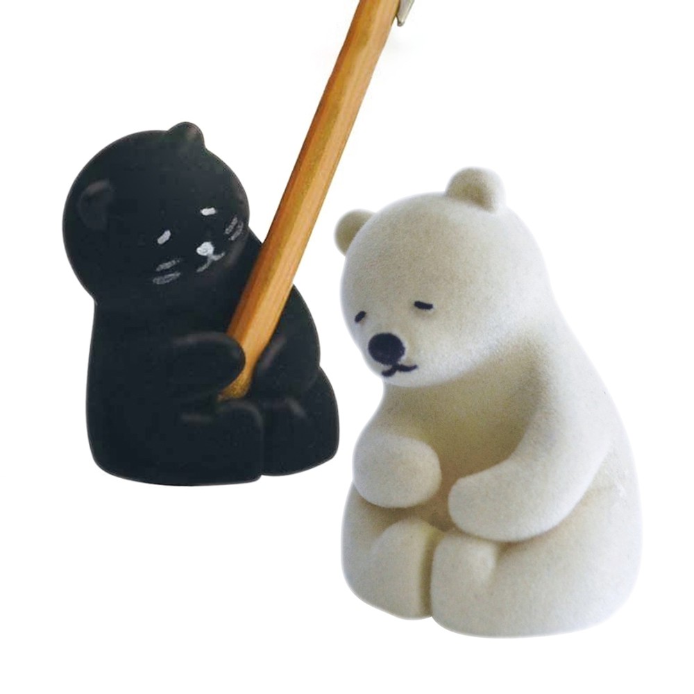 DECOLE【動物造型筆架】日本進口 白熊抱抱 黑貓抱抱 筆架 造型擺飾 療癒小物