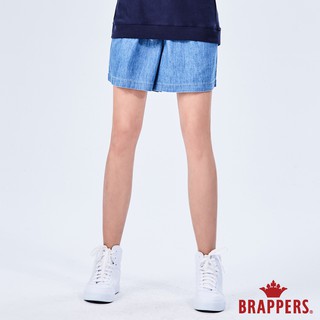 BRAPPERS 女款 Boy friend系列-鬆緊帶寬版五分褲-藍