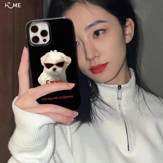亮黑帶墨鏡狗狗iPhone13Promax/ 78plus軟12蘋果11手機殼XR潮酷XS