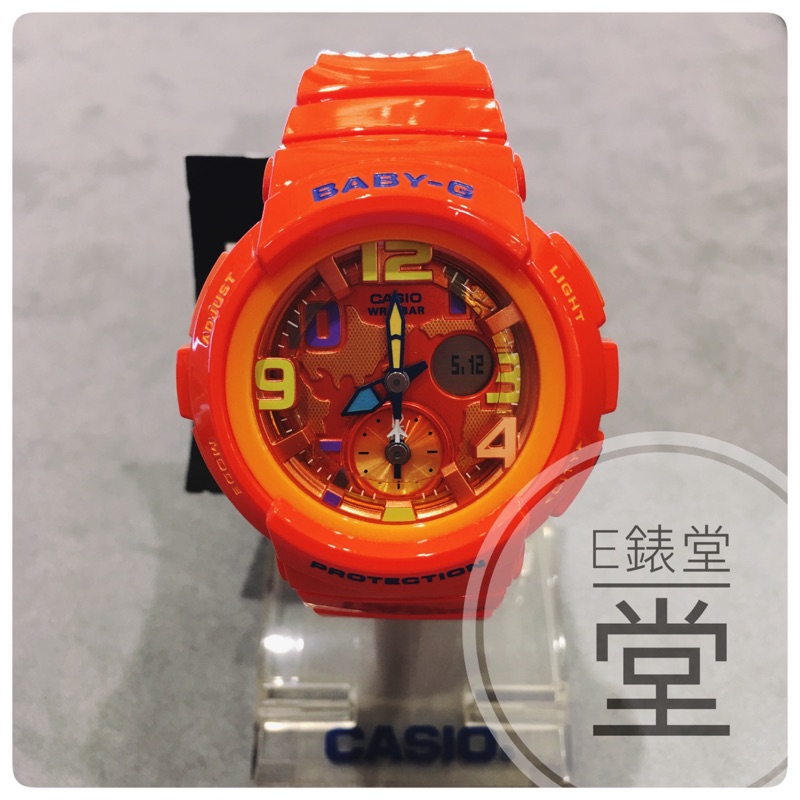 CASIO BABY-G 海灘女孩愛旅行 亮橘 雙顯地圖 膠帶電子錶(BGA-190-4B)防水防撞 公司貨 少女時代
