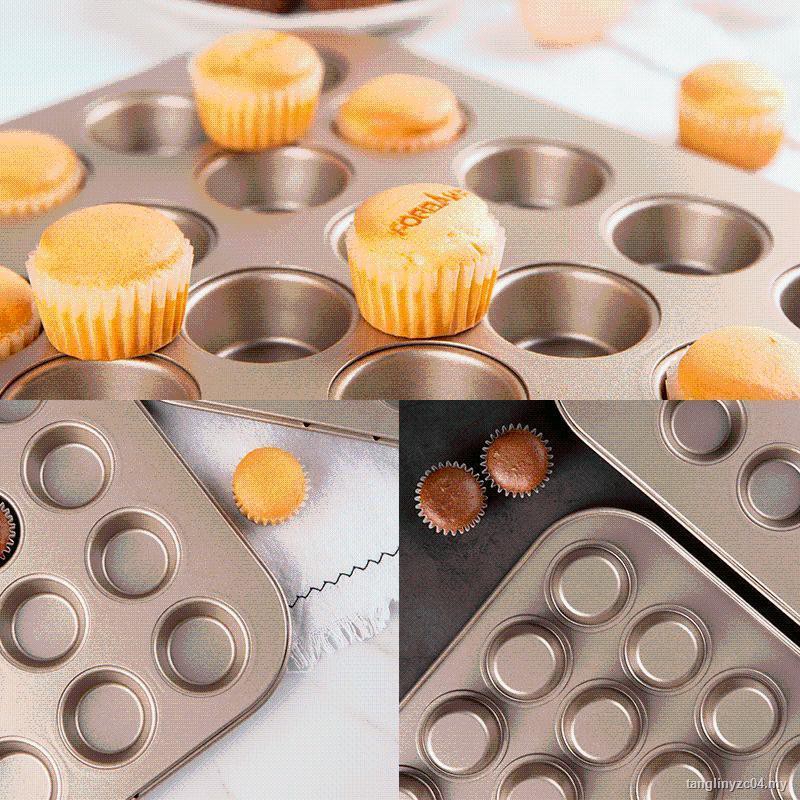 ☽法式麵包師 24 帶迷你鬆餅烤盤烤箱使用小蛋糕烤盤蛋糕模紙杯雪紡模具