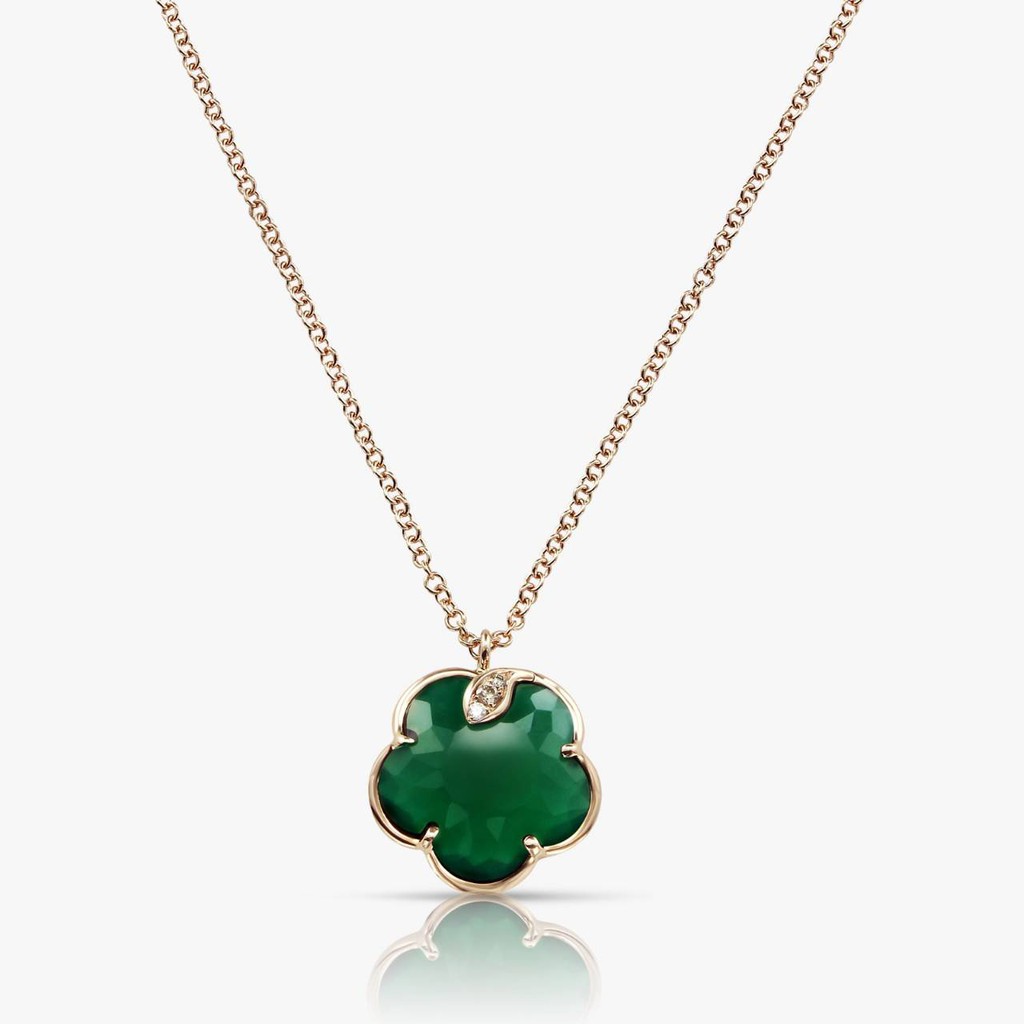 義大利手工珠寶Pasquale Bruni-Petit Jolì系列項鍊 *18K玫瑰金&amp;綠瑪瑙&amp;白鑽