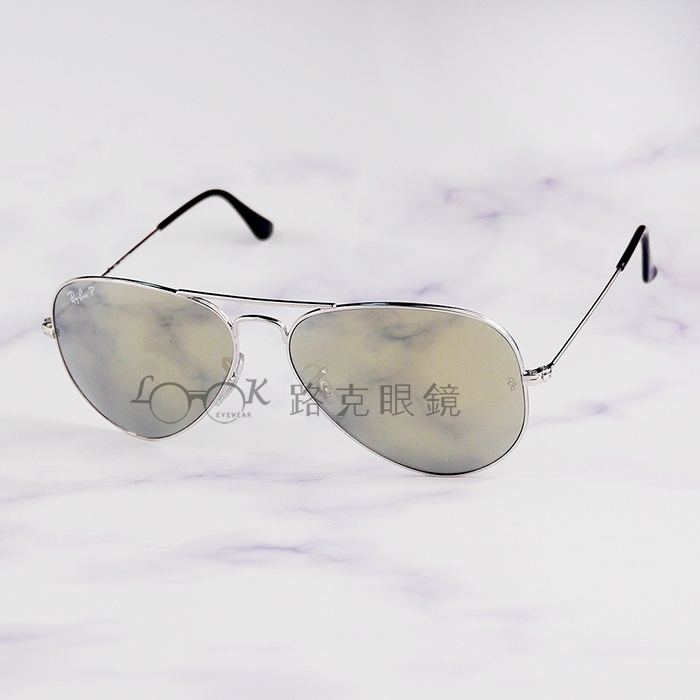 【LOOK路克眼鏡】Ray Ban 雷朋 太陽眼鏡 AVIATOR 飛行員 銀框 銀色偏光 RB3025 003 59