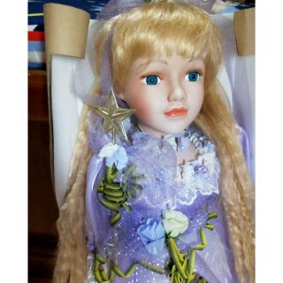 大尊陶瓷娃娃/紫衣花仙子金髮藍眼洋娃娃