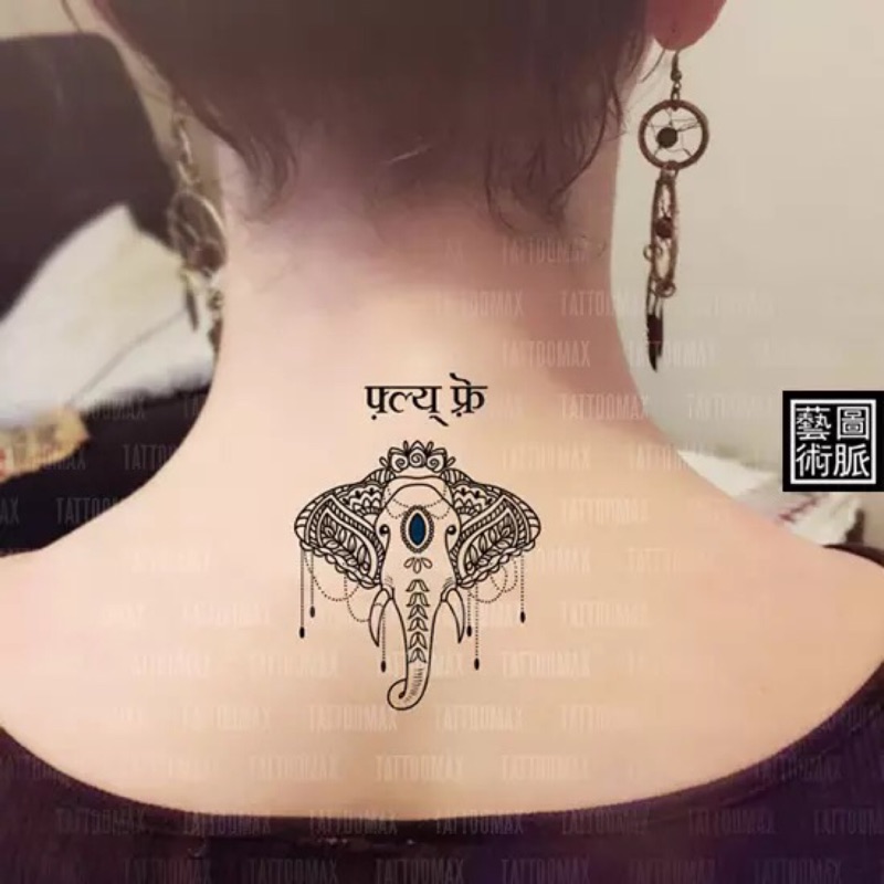 🎶圖脈藝術🎶 自由意志大象圖騰紋身貼紙