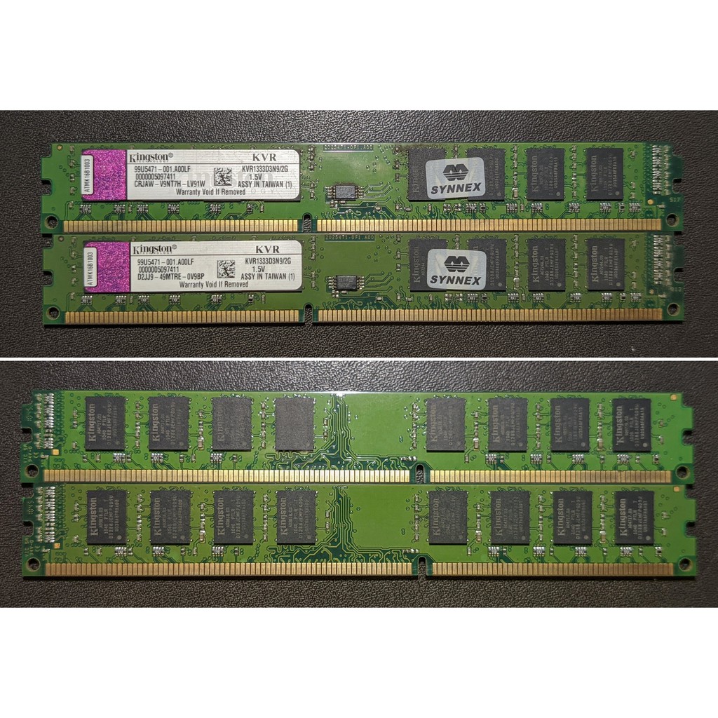 金士頓 Kingston 威剛 ADATA DDR3 1333 2GB x2 記憶體 雙通道 雙面 兩組共四條 桌上型