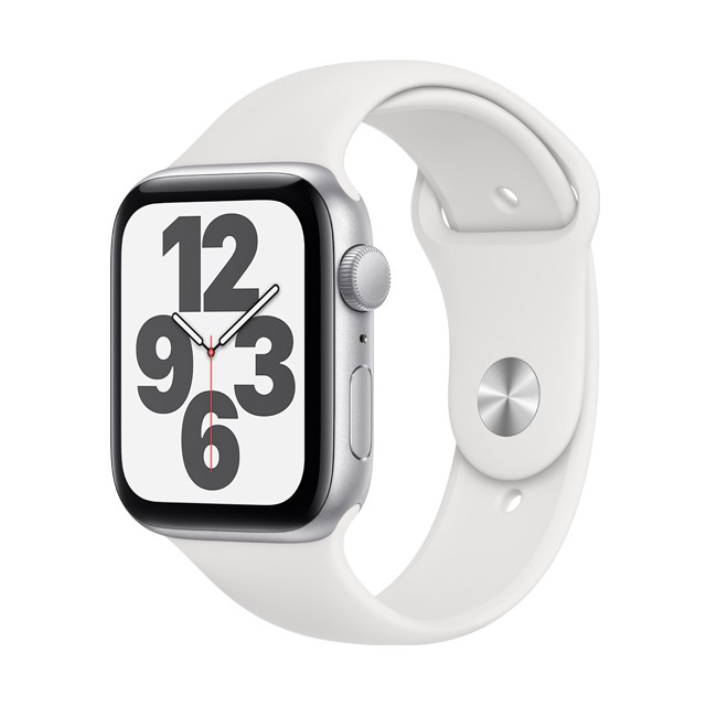 Apple Watch SE GPS , 44mm 銀色鋁金屬錶殼白色運動錶帶_ 台灣公司貨+ 