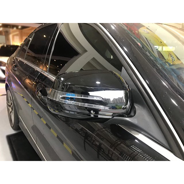 台灣之光 全新BENZ美規W204 C300 AMG改新型BENZ箭矢後視鏡LED方向燈蓋組 銀粉黑 台製