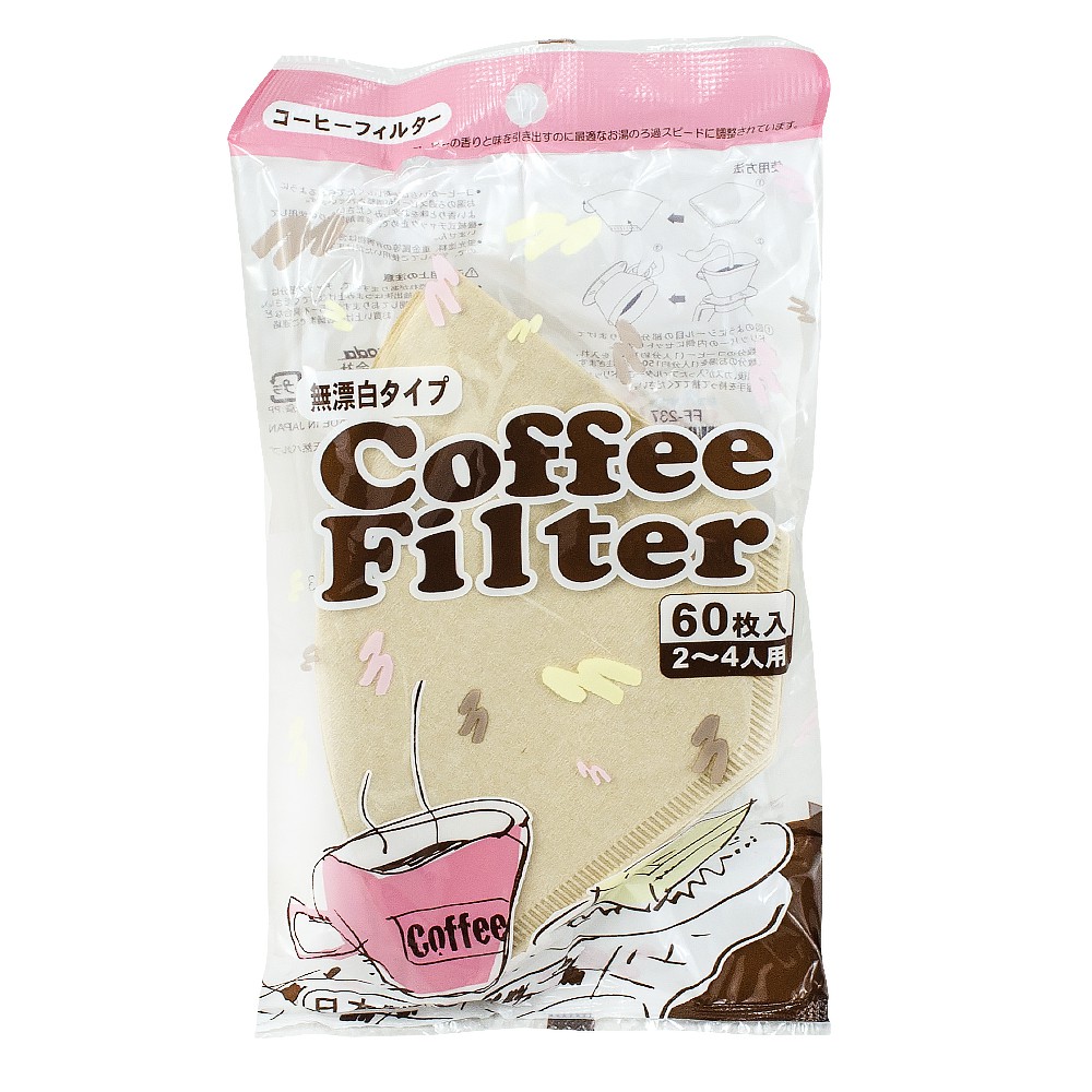 咖啡濾紙(無漂白)2-4杯(60入)【日本製】