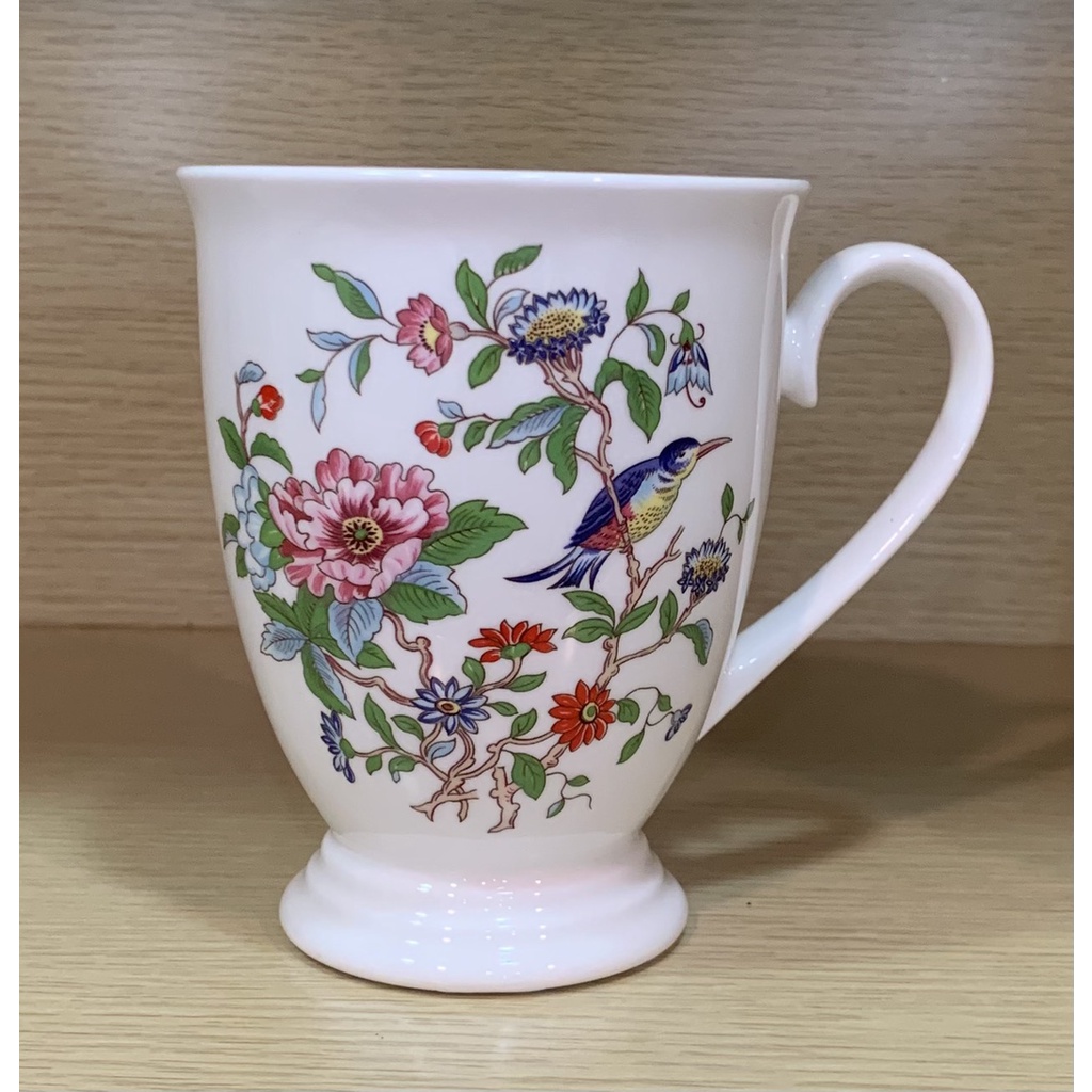 C 英國古典名牌 安斯麗AYNSLEY 全新 骨瓷 PEMBROKE  雀鳥系列 280ml 高腳 咖啡杯 馬克杯