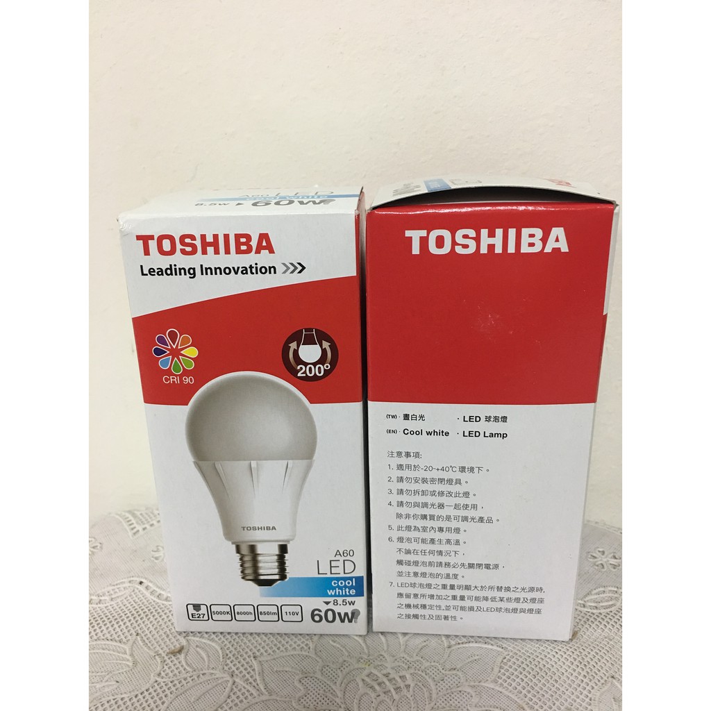 TOSHIBA 東芝 A60 LED 球泡燈 8.5W廣角/60W 晝白光 小資族優選