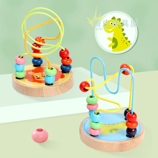 台灣現貨🧸迷你卡通動物小繞珠 木制玩具 穿珠積木玩具 木質卡通動物串珠 啟蒙玩具 嬰兒早教益智玩具