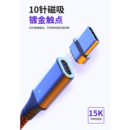 台北現貨 PD100W磁吸數據線Type-c雙頭5A快充線適用MacBook筆記本65W充電線