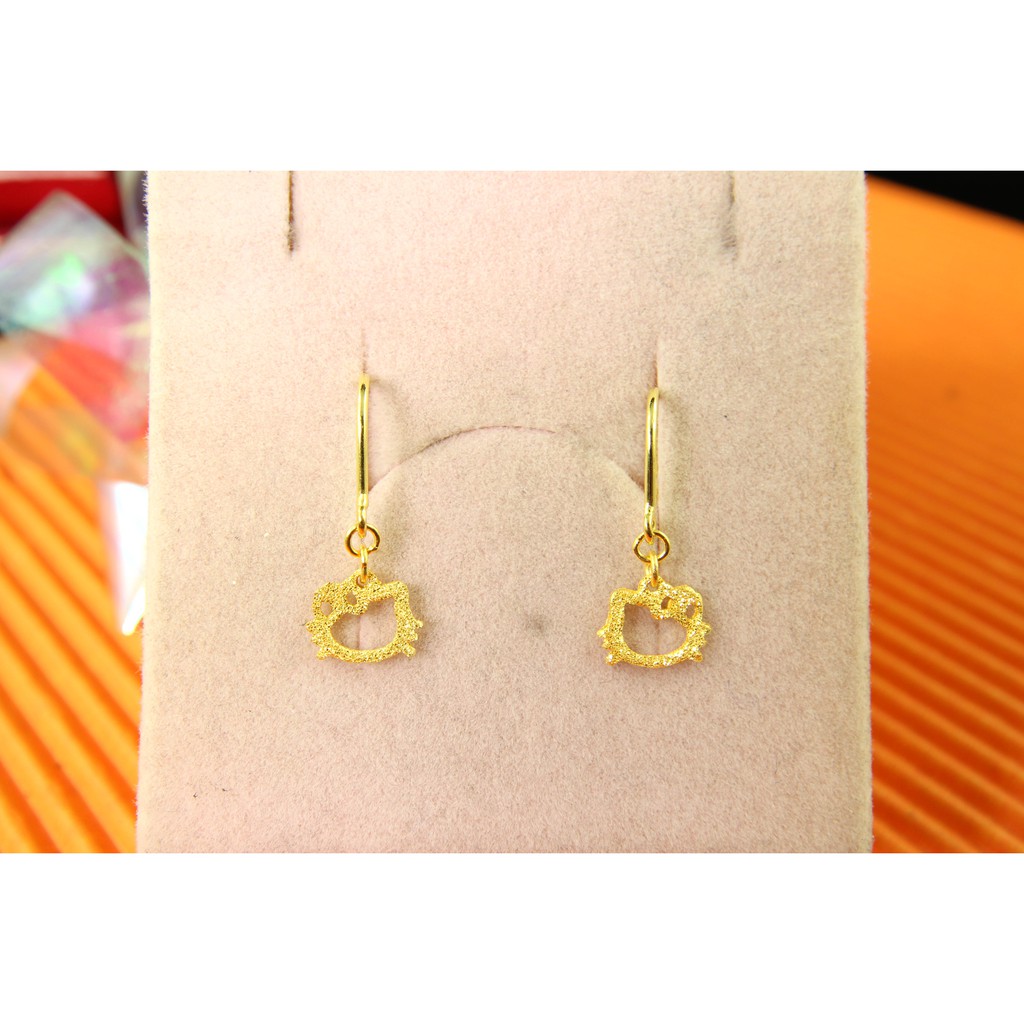 (幸福七夕)一目惚れの純金 ~ ㊣9999黃金耳環可愛貓咪造型 gold9999 earring 純金耳環 貓咪耳環