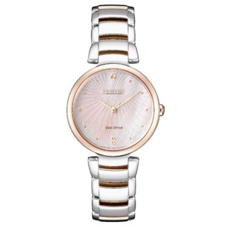 CITIZEN星辰錶 L系列 EM0854-89Y 廣告款白蝶貝面板光動能女錶/銀粉 31mm