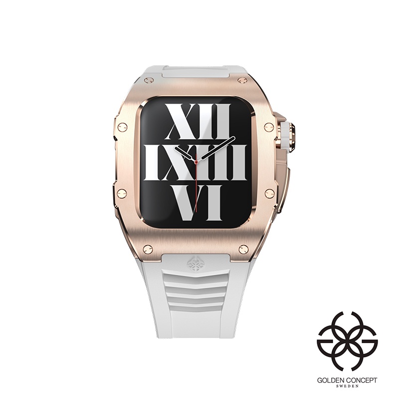 Golden Concept 錶殼APPLE WATCH 41mm 白色錶帶 玫瑰金鈦金屬錶框 RST41-RG-RG