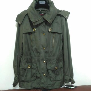 MISS SIXTY 全新軍綠色連帽金屬釦棉質外套短大衣