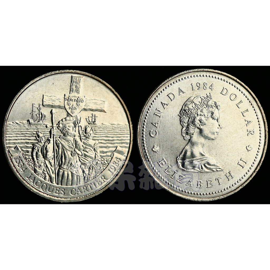 阿呆雜貨 現貨 真幣  加拿大 法裔探險家 鎳幣 1元紀念幣 1984年 銅幣 銅板 十字架 英國女王 非現行流通貨幣