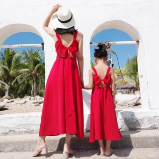 ☻紅色 沙灘裙 洋裝 長裙 長洋裝 露背洋裝 無袖洋裝 小洋裝 波西米亞長裙 性感洋裝 紅色洋裝