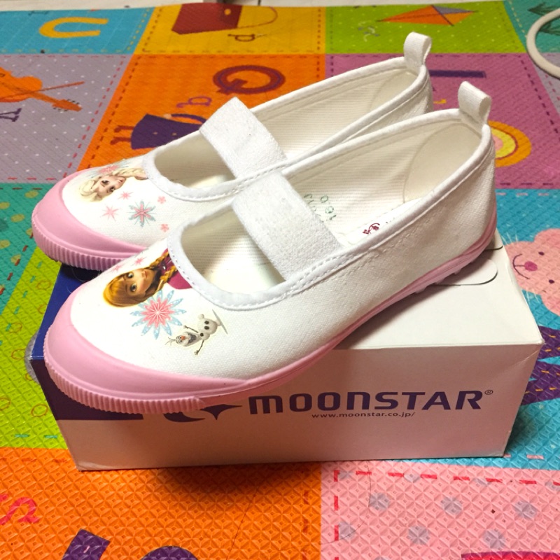 全新 日本 moonstar 室內鞋 日本製 18cm 冰雪奇緣 幼兒園拖鞋