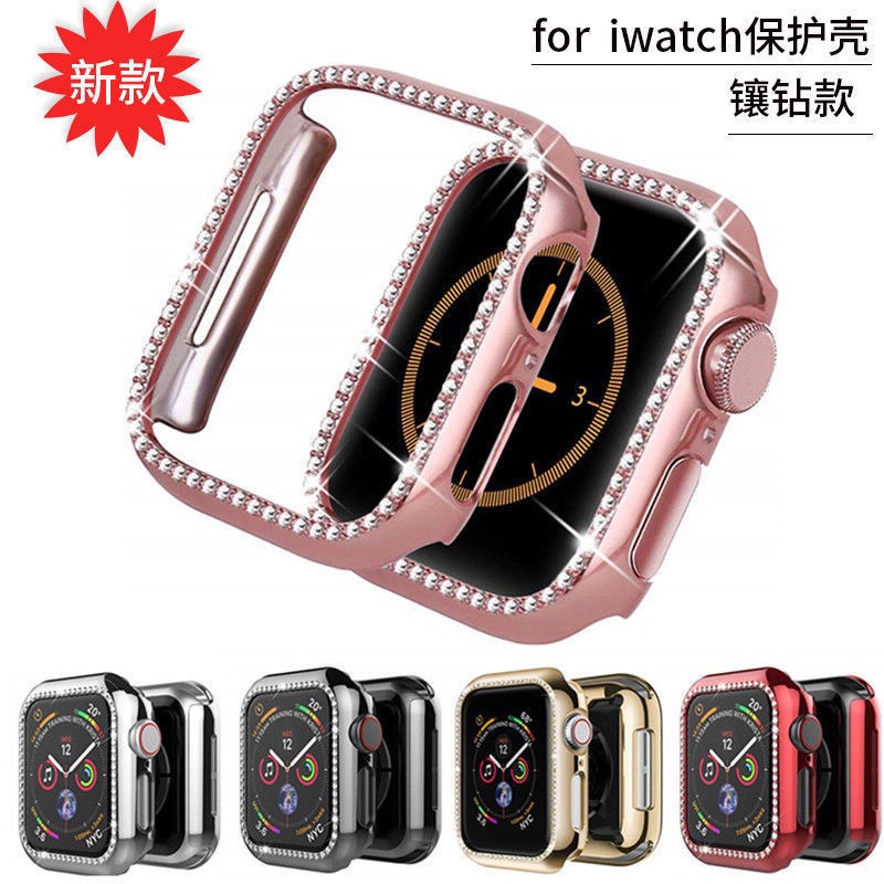 適用蘋果手錶Apple watch 7代8代PC鏤空保護殼 鑲鑽保護殼 iwatch 345678代PC單排鑽硬殼 錶框