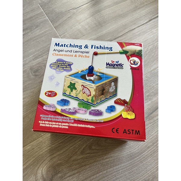 二手 釣魚配對木製玩具 matching and fishing gogo toys 台灣製造