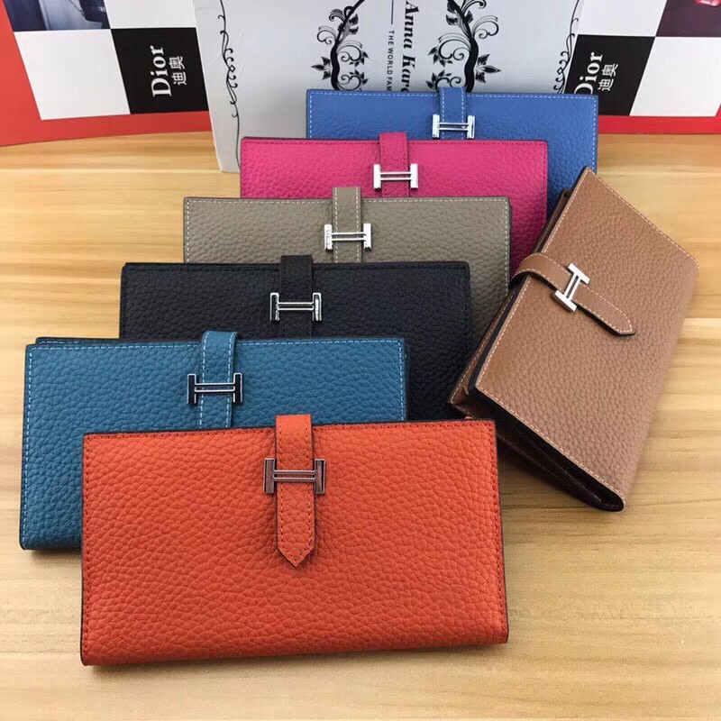 二手名品店hermes長夾荔枝皮卡包愛馬仕皮夾真皮女士錢包手拿包 蝦皮購物