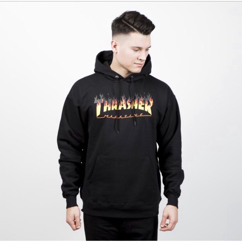 THRASHER BBQ Hoodie  火焰LOGO 帽T