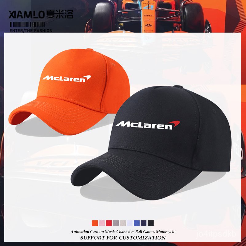 新款F1邁凱倫McLaren車隊鴨舌帽男女衕款棒球帽戶外遮陽外防休閒帽子-Z