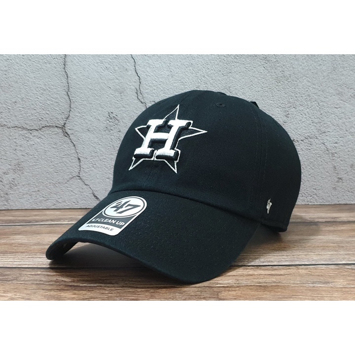 蝦拼殿 47brand MLB休士頓太空人隊黑底白字基本款老帽  棒球帽男生女生都可戴  現貨供應中